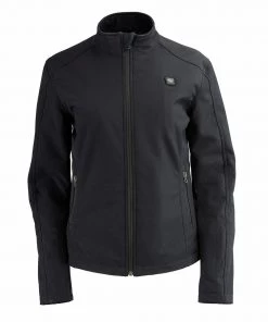 Nexgen Heat MPL2760SET Women's Black Soft Shell Jacket With Heating Panels (Rechargeable Battery Pack Included) Motorcycle Jackets