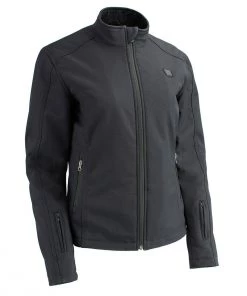 Nexgen Heat MPL2760SET Women's Black Soft Shell Jacket With Heating Panels (Rechargeable Battery Pack Included) Motorcycle Jackets