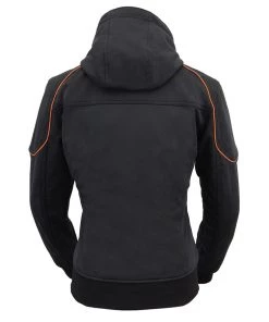 Milwaukee Leather MPL2764 Women's Black Soft Shell Armored Racing Style Jacket With Hoodie Motorcycle Jackets