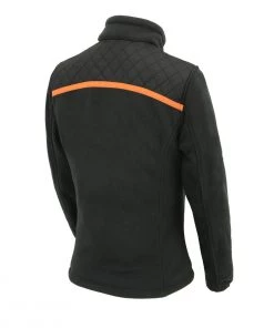 Milwaukee Leather MPL2783 Women's Black Micro Fleece Zipper Front Jacket With Orange Stripe Motorcycle Jackets
