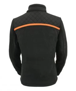 Milwaukee Leather MPL2783 Women's Black Micro Fleece Zipper Front Jacket With Orange Stripe Motorcycle Jackets