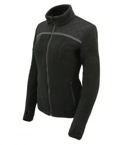 Motorcycle Jackets Milwaukee Leather MPL2784 Women's Black Micro Fleece Jacket With Reflective Stripes