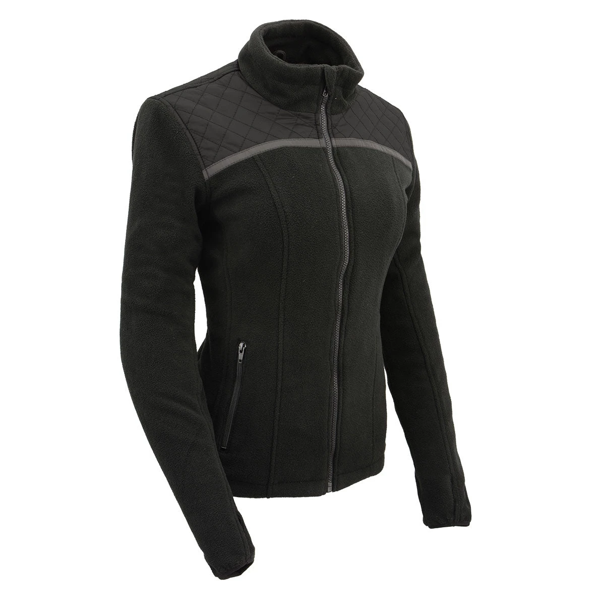 Motorcycle Jackets Milwaukee Leather MPL2784 Women's Black Micro Fleece Jacket With Reflective Stripes