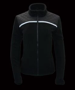 Motorcycle Jackets Milwaukee Leather MPL2784 Women's Black Micro Fleece Jacket With Reflective Stripes