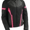 Milwaukee Leather MPL2794 Women's Black And Pink Mesh Racer Jacket Motorcycle Jackets