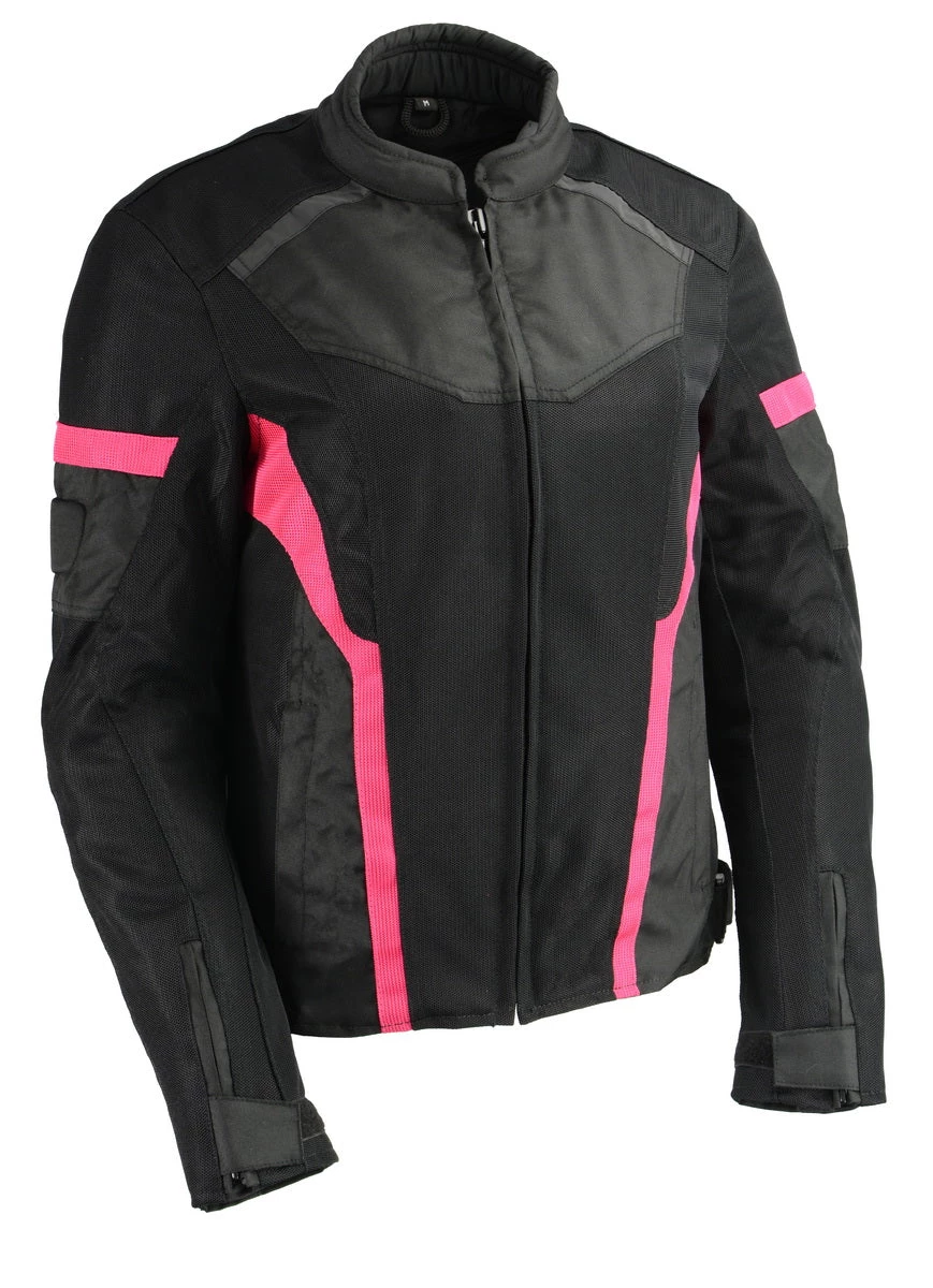 Milwaukee Leather MPL2794 Women's Black And Pink Mesh Racer Jacket Motorcycle Jackets