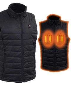 Nexgen Heat Women's Nxl4301set-'Puffed' Black ‘Heated’ Textile Vest (Rechargeable Battery Pack Included)