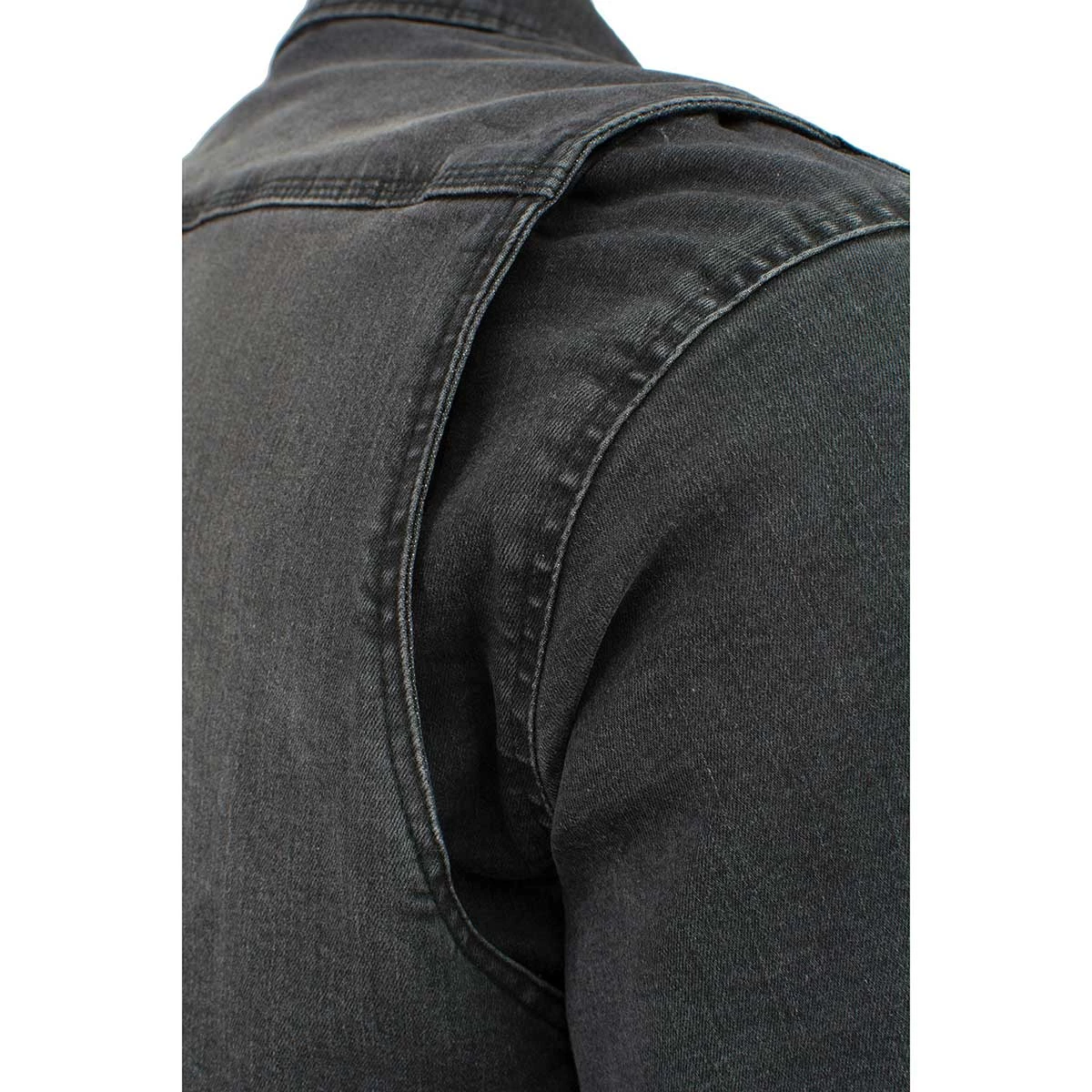 Motorcycle Protective Shirts Milwaukee Leather MPM1620 Men's Black Armored Denim Biker Shirt With Aramid By DuPont Fibers