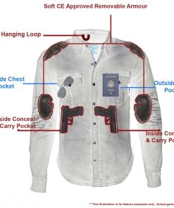 Motorcycle Protective Shirts Milwaukee Leather MPM1620 Men's Black Armored Denim Biker Shirt With Aramid By DuPont Fibers