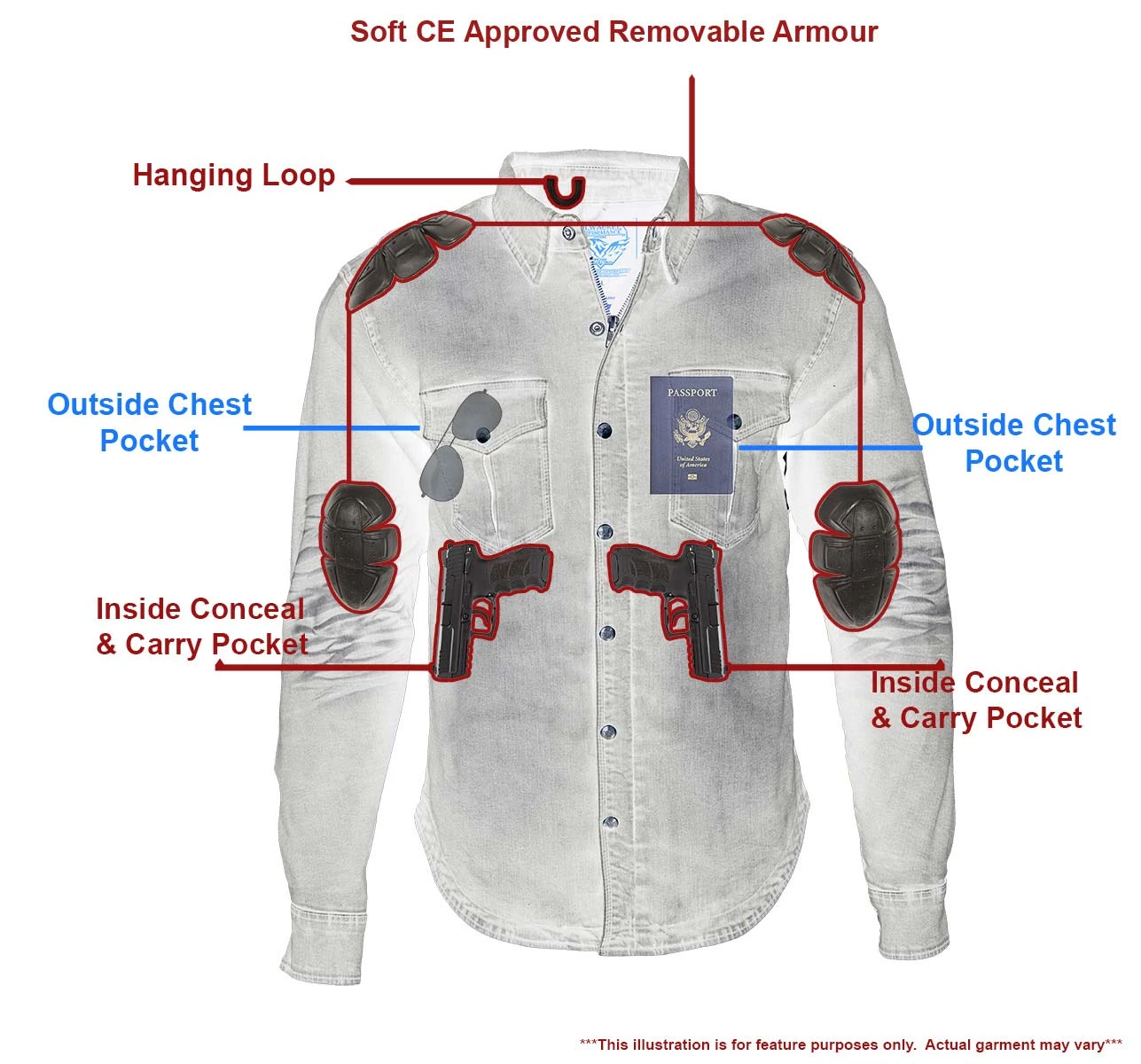 Motorcycle Protective Shirts Milwaukee Leather MPM1620 Men's Black Armored Denim Biker Shirt With Aramid By DuPont Fibers