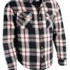 Milwaukee Leather MPM1625 Men's Black, White And Red Armored Flannel Shirt With Aramid By DuPont Fibers