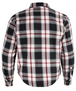 Milwaukee Leather MPM1625 Men's Black, White And Red Armored Flannel Shirt With Aramid By DuPont Fibers
