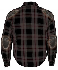 Milwaukee Leather MPM1625 Men's Black, White And Red Armored Flannel Shirt With Aramid By DuPont Fibers