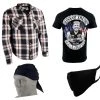 Men’s Box-3 Bundle Pack W/ Milwaukee Leather Armored Flannel, Printed Short Sleeve T-Shirt, ZanHeadgear Bandana And Face Mask