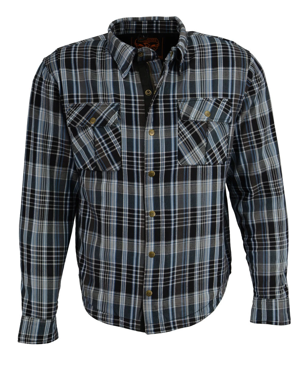 Armored Flannel Shirts Milwaukee Leather MPM1626 Men's Armored Flannel Biker Shirt With Aramid By DuPont Fibers