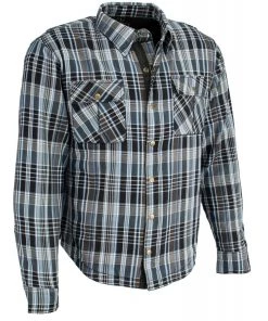 Armored Flannel Shirts Milwaukee Leather MPM1626 Men's Armored Flannel Biker Shirt With Aramid By DuPont Fibers