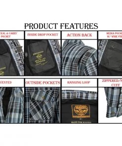 Armored Flannel Shirts Milwaukee Leather MPM1626 Men's Armored Flannel Biker Shirt With Aramid By DuPont Fibers