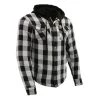 Armored Flannel Shirts Milwaukee Leather MPM1629 Men's Black And White Armored Hooded Flannel Shirt With Aramid By DuPont Fibers