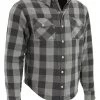 Milwaukee Leather MPM1630 Men's Armored Checkered Flannel Shirt With Aramid By DuPont Fibers