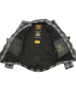 Milwaukee Leather MPM1630 Men's Armored Checkered Flannel Shirt With Aramid By DuPont Fibers