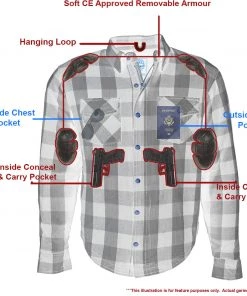 Milwaukee Leather MPM1630 Men's Armored Checkered Flannel Shirt With Aramid By DuPont Fibers