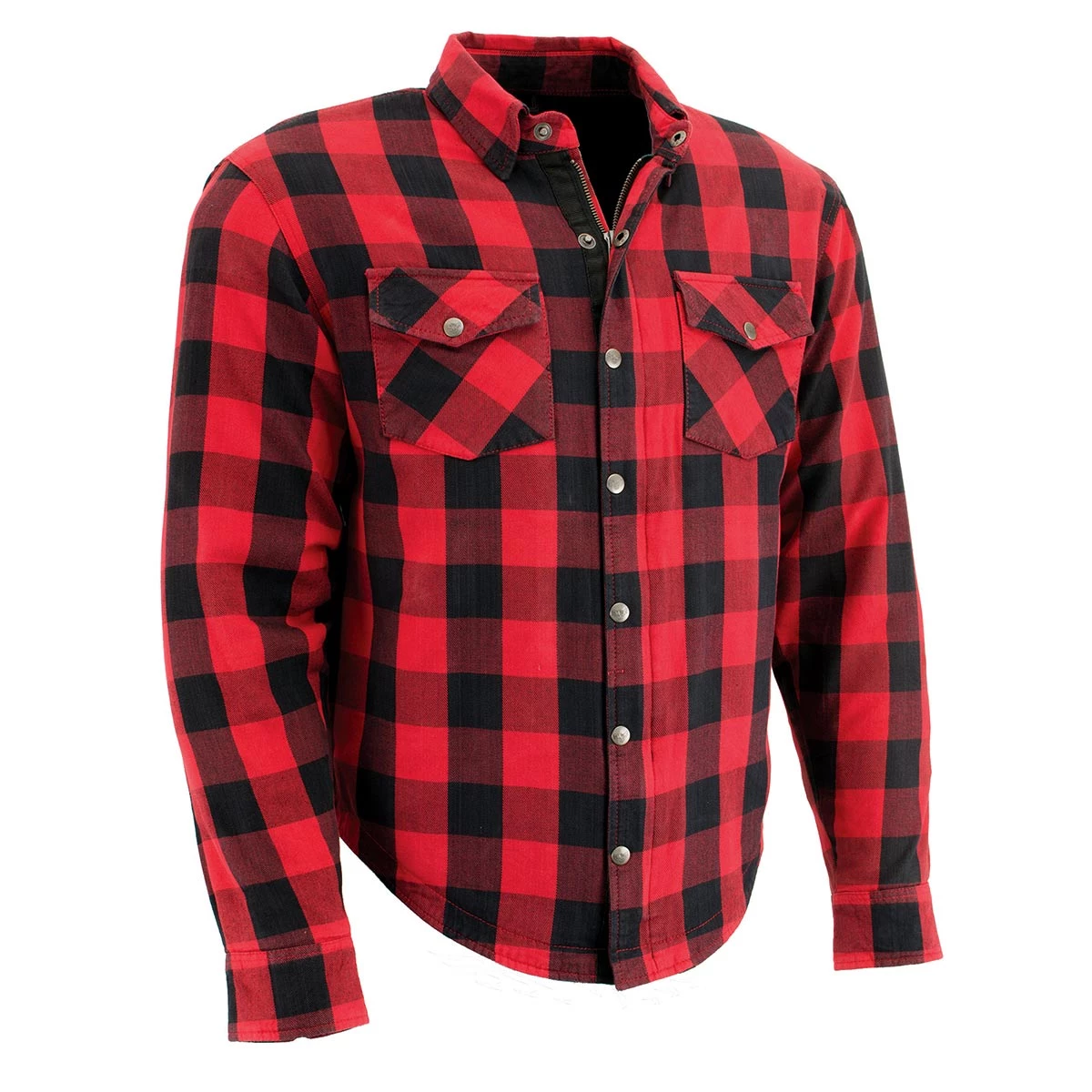 Milwaukee Leather MPM1631 Men's Armored Checkered Flannel Biker Shirt With Aramid By DuPont Fibers Armored Flannel Shirts