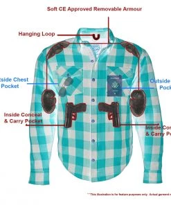 Milwaukee Leather MPM1631 Men's Armored Checkered Flannel Biker Shirt With Aramid By DuPont Fibers Armored Flannel Shirts