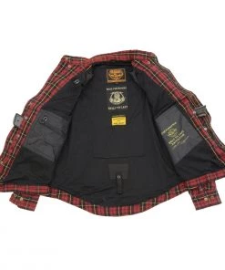 Milwaukee Leather MPM1632 Men's Black, Red And Yellow Armored Checkered Flannel Biker Shirt With Aramid By DuPont Fibers Armored Flannel Shirts