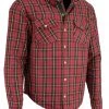 Milwaukee Leather MPM1632 Men's Black, Red And Yellow Armored Checkered Flannel Biker Shirt With Aramid By DuPont Fibers Armored Flannel Shirts