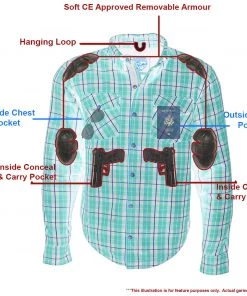 Milwaukee Leather MPM1632 Men's Black, Red And Yellow Armored Checkered Flannel Biker Shirt With Aramid By DuPont Fibers Armored Flannel Shirts