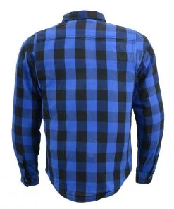Milwaukee Leather MPM1634 Men’s Black And Blue Armored Checkered Flannel Biker Shirt With Aramid By DuPont Fibers
