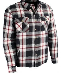 Milwaukee Leather MPM1635 Men's Armored Flannel Biker Shirt With Aramid By DuPont Fibers