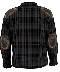 Milwaukee Leather MPM1636 Men's Black, White And Blue Armored Flannel Biker Shirt With Aramid By DuPont Fibers