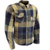 Milwaukee Leather MPM1639 Men's Beige, Black And Blue Armored Long Sleeve Flannel Shirt With Aramid By DuPont Fibers Armored Flannel Shirts