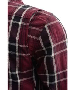 Armored Flannel Shirts Milwaukee Leather MPM1640 Men’s Maroon, Black And White Armored Long Sleeve Flannel Shirt With Kevlar