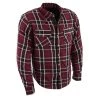 Armored Flannel Shirts Milwaukee Leather MPM1640 Men’s Maroon, Black And White Armored Long Sleeve Flannel Shirt With Kevlar