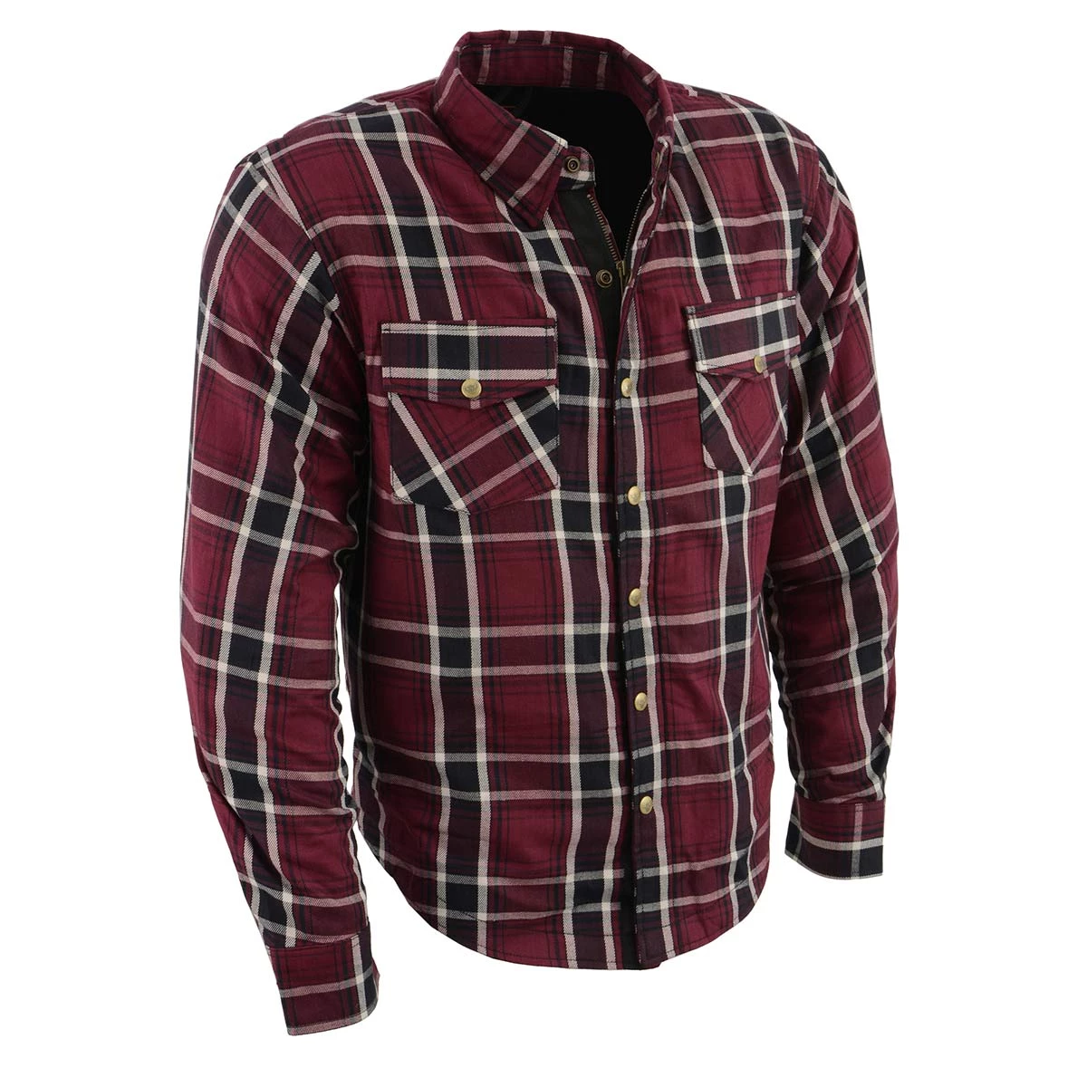 Armored Flannel Shirts Milwaukee Leather MPM1640 Men’s Maroon, Black And White Armored Long Sleeve Flannel Shirt With Kevlar