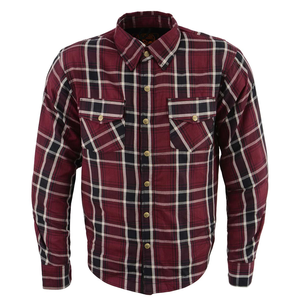 Armored Flannel Shirts Milwaukee Leather MPM1640 Men’s Maroon, Black And White Armored Long Sleeve Flannel Shirt With Kevlar