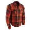 Milwaukee Leather MPM1641 Men's Orange, Red And Black Armored Long Sleeve Flannel Shirt With Kevlar Armored Flannel Shirts