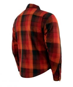 Milwaukee Leather MPM1641 Men's Orange, Red And Black Armored Long Sleeve Flannel Shirt With Kevlar Armored Flannel Shirts