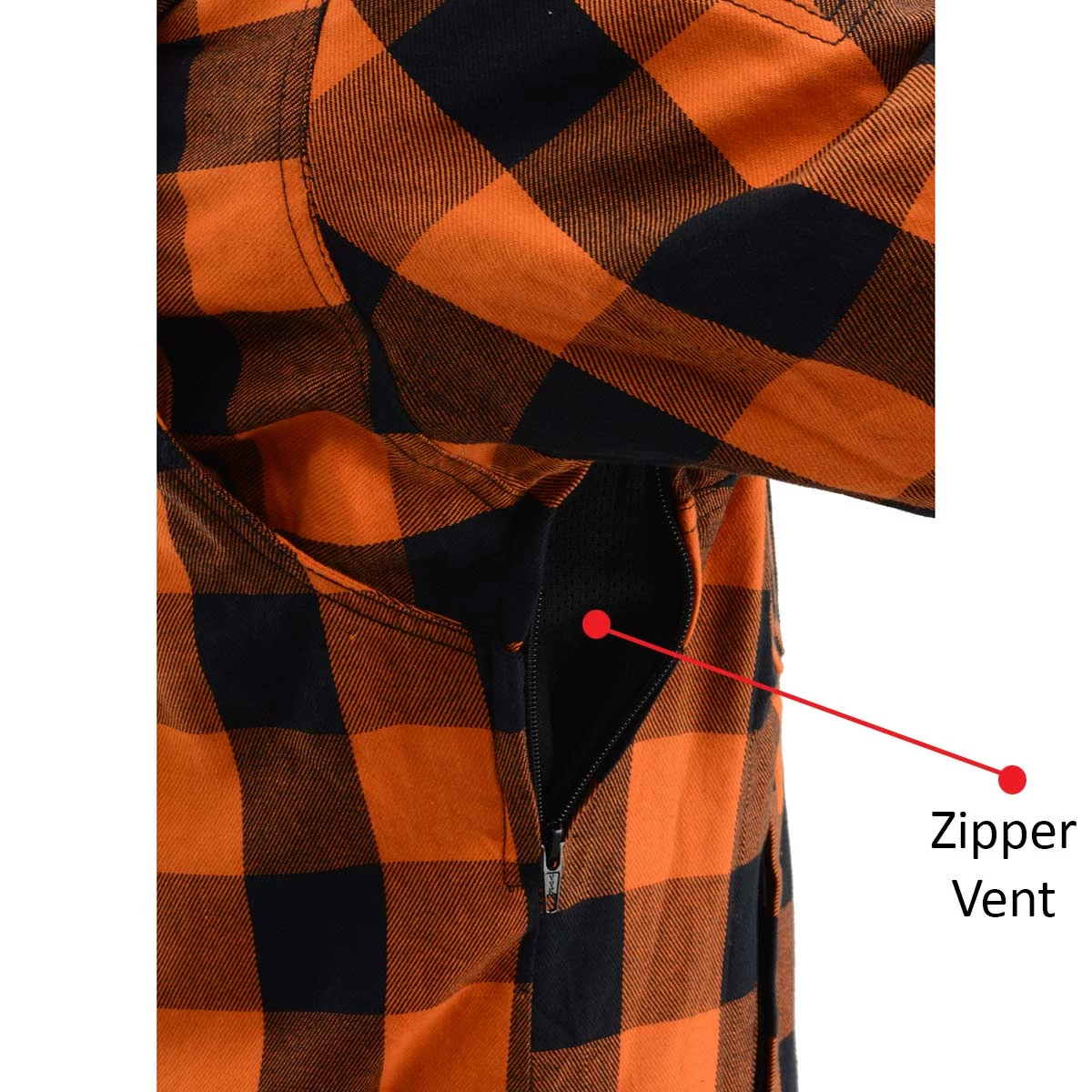 Milwaukee Leather MPM1642 Men's Orange And Black Armored Long Sleeve Hooded Flannel Shirt With Kevlar