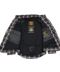 Milwaukee Leather MPM1643 Men's Brown, Black And White Armored Long Sleeve Flannel Shirt With Kevlar Armored Flannel Shirts