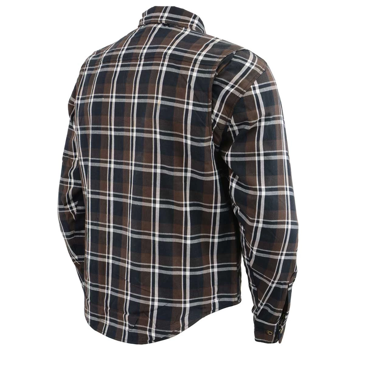 Milwaukee Leather MPM1643 Men's Brown, Black And White Armored Long Sleeve Flannel Shirt With Kevlar Armored Flannel Shirts