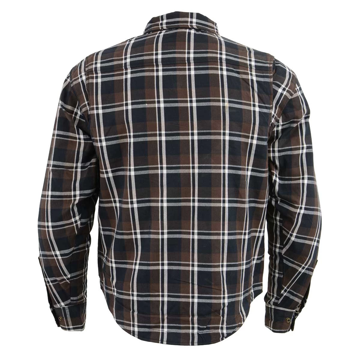 Milwaukee Leather MPM1643 Men's Brown, Black And White Armored Long Sleeve Flannel Shirt With Kevlar Armored Flannel Shirts
