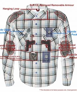 Milwaukee Leather MPM1643 Men's Brown, Black And White Armored Long Sleeve Flannel Shirt With Kevlar Armored Flannel Shirts