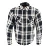 Milwaukee Leather MPM1644 Men's Black And White Armored Long Sleeve Flannel Shirt With Kevlar Armored Flannel Shirts