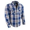 Armored Flannel Shirts Milwaukee Leather MPM1645 Men's Blue, White And Maroon Armored Long Sleeve Flannel Shirt With Kevlar