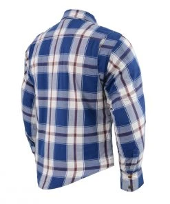 Armored Flannel Shirts Milwaukee Leather MPM1645 Men's Blue, White And Maroon Armored Long Sleeve Flannel Shirt With Kevlar