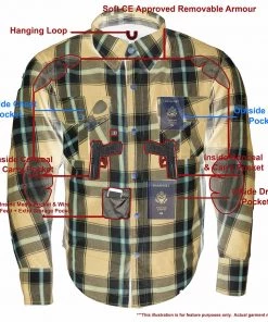 Armored Flannel Shirts Milwaukee Leather MPM1645 Men's Blue, White And Maroon Armored Long Sleeve Flannel Shirt With Kevlar