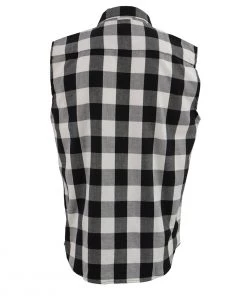 Milwaukee Leather MPM1647 Men's Black And White ‘Checkered’ Sleeveless Shirt Riding Gear